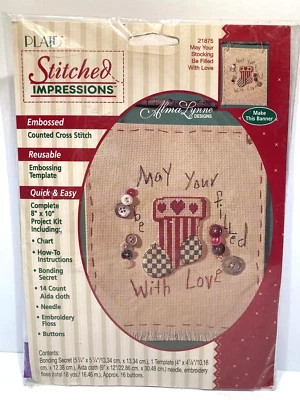 1995 Plaid Stitched Impressions Counted Cross Stitch Kit #21875 - Christmas - Image 1 of 4