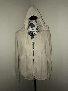 Abercrombie & Fitch Women Cream Tie Open french terry hoodie BEACH Sz M L Beach - Picture 1 of 8