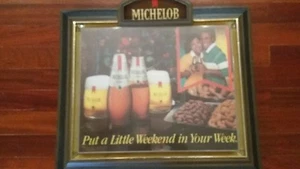 Vintage MICHELOB Beer Black Americana Lighted Beer Sign Bar Store Advertising  - Picture 1 of 11