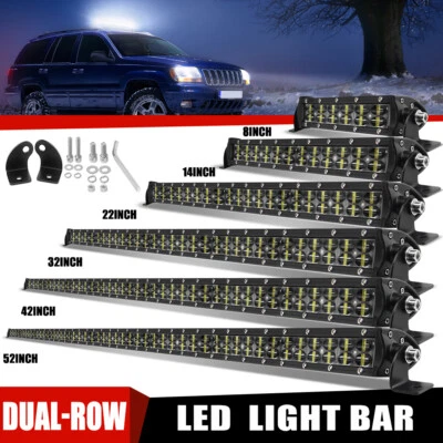 Dual Row 8"14" 22" 32" 42" 52" LED Work Light Bar Spot Flood Fog Driving ATV SUV - Image 1 of 4