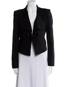 BCBG Max Azria Blazer Black Draped Collar Slit Pockets Hook Eye Closure Size XS - Picture 1 of 7