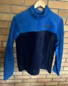 NEW Columbia Youth XL Lightweight Blue Fleece Pullover Quarter Button - Picture 1 of 5