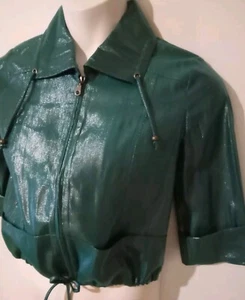 RUBY RD Women's 6 Petite Teal Satin Jacket Full Zip Lightweight 3/4 Sleeve - Picture 1 of 13