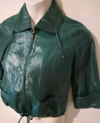 RUBY RD Women's 6 Petite Teal Satin Jacket Full Zip Lightweight 3/4 Sleeve - Image 1 of 4