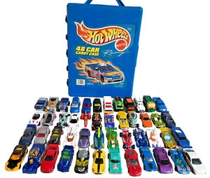 Vtg Mattel Hot Wheels Case (1999 USA) & 48 Vehicles Including '57 Chevy (1976) - Picture 1 of 24