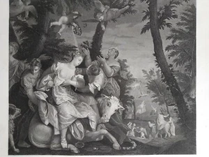 ANTIQUE SIGNED ITALY RENAISSANCE ORGINAL ENGRAVING PRINT PAOLO VERONESE EUROPA - Picture 1 of 12