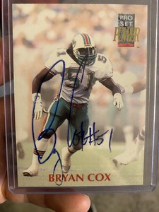 Signed 1992 Pro Set Power Bryan Cox New York Jets Miami Dolphins Bears Autograph