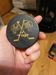 Port Huron Flags IHL  Hockey Puck 1970's Vintage Michigan  - Picture 1 of 5