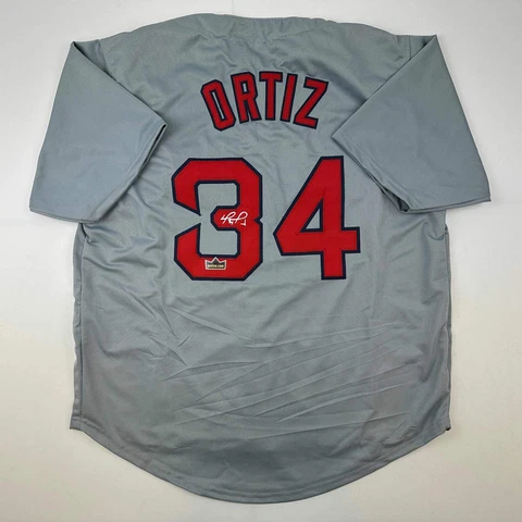 Facsimile Autographed David Ortiz Boston Grey Reprint Laser Auto Jersey Men's XL Cover