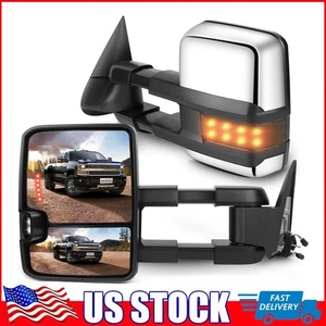 For 1988-1998 Chevy GMC Tuck Power Chrome Turn Signal Light Side Mirrors Pair - Picture 1 of 12