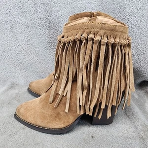Zapatos muy volátiles para mujer talla 8 marrón gamuza flecos botines occidentales - Imagen 1 de 13