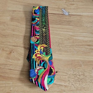 Panatelli Italy Seidenkrawatte Krawatte Mod Print leuchtende Farben Hot Pink Blau Gelb - Bild 1 von 2