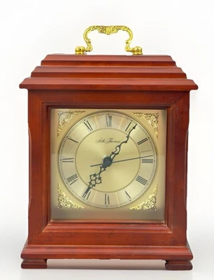 Seth Thomas Fitzwilliam Quartz Lantern Style Wood Mantel Clock 9” x 7” - Image 1 of 4