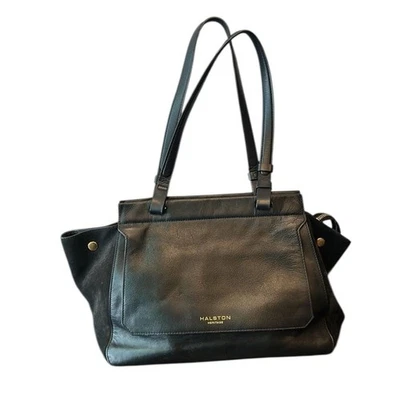 Bolso de cuero Halston Heritage dorado gamuza negro Foto 1 de 4