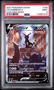Fa/Umbreon V 189 Evolving Skies Pokemon Espada y Escudo Evolving Skies PSA 9 - Imagen 1 de 2