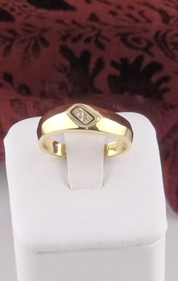 Anillo de oro macizo de 14k* Alto pulido**talla 6,5***5,5 mm de ancho* 2 diamantes** WB188 Foto 1 de 4