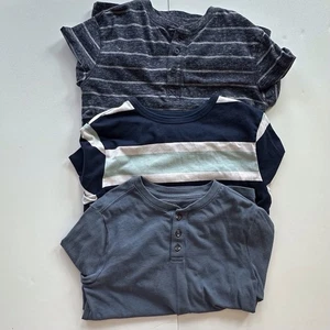Lote de 3 camisas de manga larga lisas y rayas azules y blancas niños L 10-12 - Imagen 1 de 12