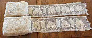Vintage Spitzeneinfassung Netz mit Stickerei Blumen botanisches Design 14 Yards 4" breit - Bild 1 von 3