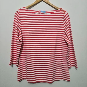 J Mclaughlin Catalina Cloth Wavesong Top Sz L Boat Neck 3/4 Sleeve Nautical Boat - Picture 1 of 10