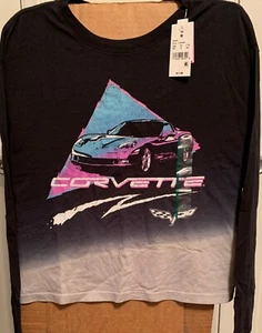 T-Shirt MED Tie Dyed Long Sleeved Cropped "Corvette" T-Shirt - Picture 1 of 5