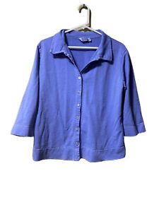 Fresh Produce Women’s French Terry Button Up Cardigan Size M Purple Soft USA
