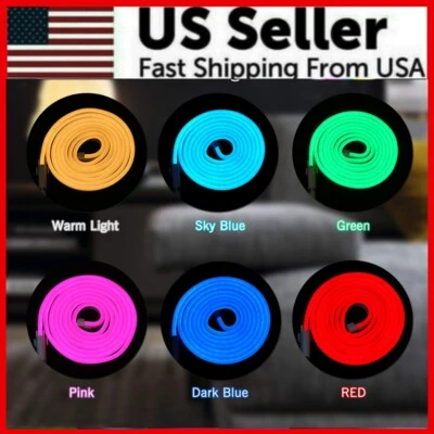 US Led Neon Rope Light Flexible Led Strip Lights IP65 Waterproof 1-2M 6 Colors - Image 1 of 4