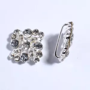 12PCS 25MM New Silver Rhinestone Metal Buttons For Clothing Sewing Rhinestones B - Picture 1 of 2