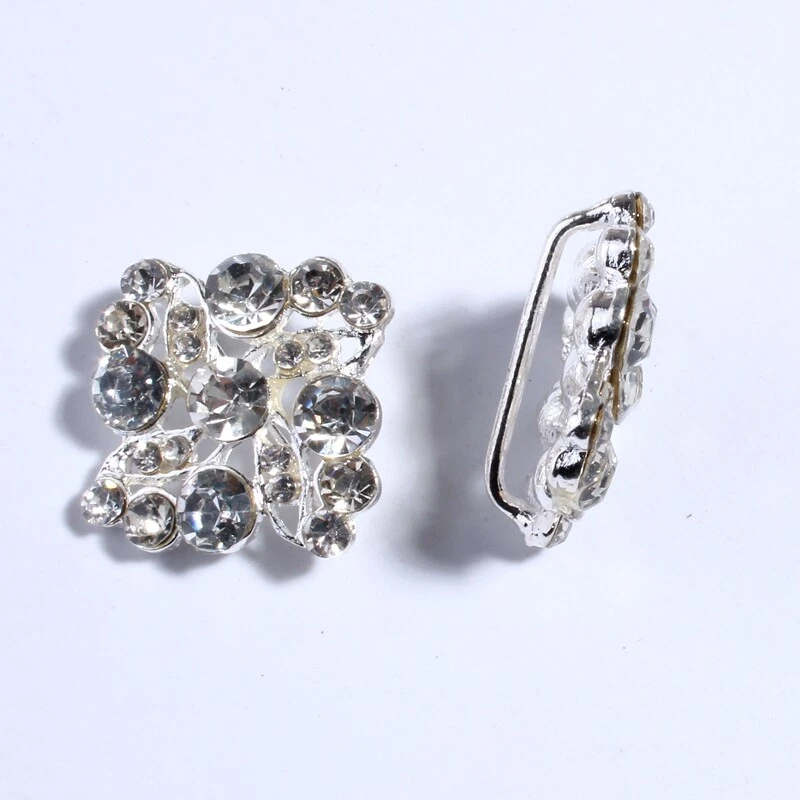 12PCS 25MM New Silver Rhinestone Metal Buttons For Clothing Sewing Rhinestones B - Image 1 of 2