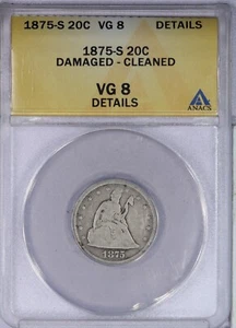1875-S Twenty Cent Piece 20c ANACS VG8 - Picture 1 of 4