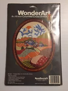 Kit de Imágenes ""Octubre"" de Needlecraft WonderArt Vintage 8x10 contada punto de cruz - Imagen 1 de 2