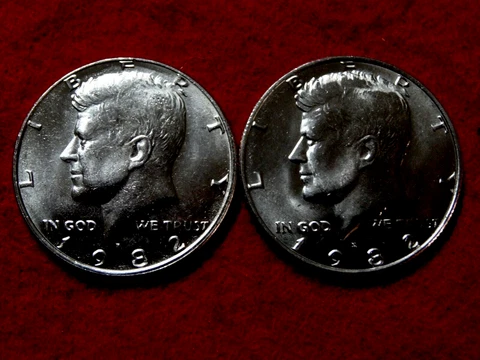 1982 P D KENNEDY  UNC CLAD HALF DOLLARS (2-COINS) ITEM  #70R Cover
