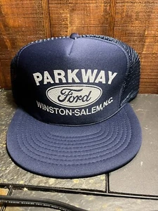 VTG Parkway Ford Winston-Salem NC Logo Navy Blue Auto Trucks Cars Trucker Hat VG - Picture 1 of 4