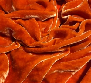 GOLDEN ORANGE Hand Dyed Silk Velvet Fabric - Picture 1 of 1