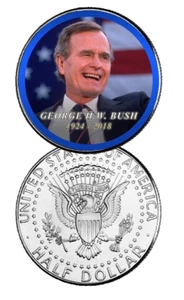 George H.W. Bush Colorized Tribute Coin - Picture 1 of 1
