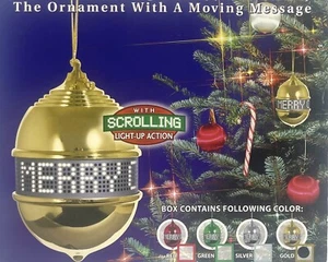 Seasons Readings Scrolling Message Gold Ball Ornament With A Gift Box Ornament - Bild 1 von 7