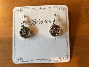 Brighton Silver Gold Two Tone Crystal Intrigue French Wire Dangle Earrings NWT
