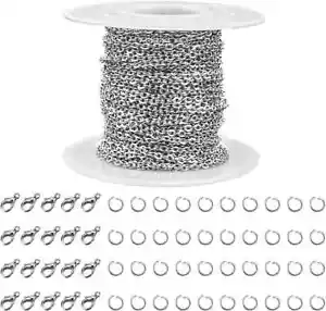 33 Feet Stainless Steel Jewelry Chains for Jewelry Making Silver Chain Roll - Picture 1 of 2