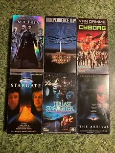 VHS Matrix Independence Day Cyborg Stargate The Starfighter The Arrival SciFi - Picture 1 of 6
