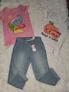 Lot of 3 The Children's Place Girls Size 5 Cuff Jeans NWT w/ 2 Shirts - Picture 1 of 9