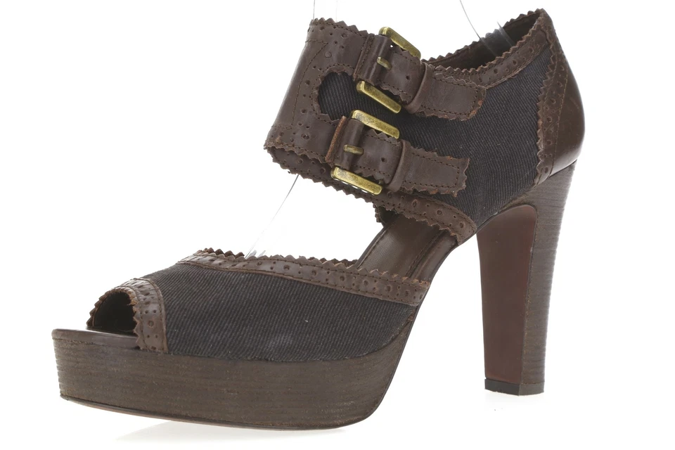 Womens Halogen 205044 brown leather open toe Cuff platform Sandals sz 10 M - Image 1 of 4