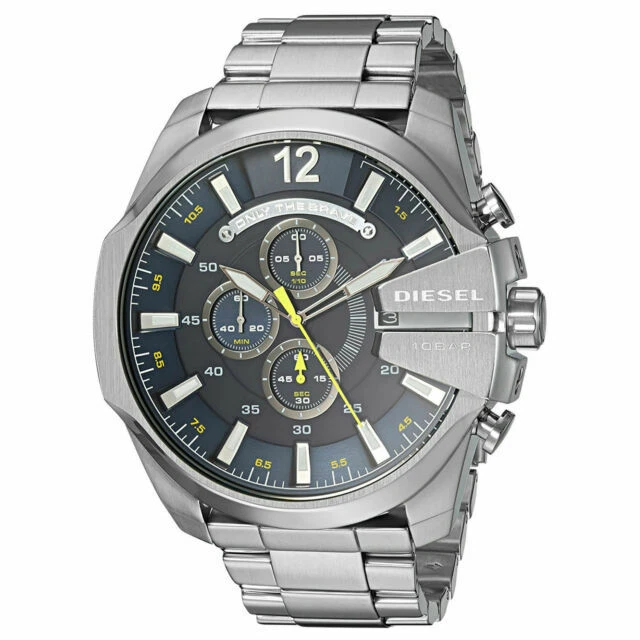 Diesel Mega Chief Silver Stainless Steel Mens 51mm Chronograph