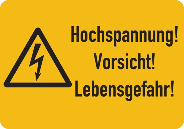 KÖNIG WERBEANLAGEN Warnschild Hochspannung! Vorsicht! Lebensgefahr! Folie ISO7010-52x37mm Aufkleber