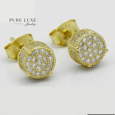 Hombre 7mm Plata de Ley 925. Chapado en Oro, Circonita Cúbica*Pendiente*Unisex.Caja Foto 1 de 3