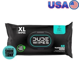 Flushable Wet Wipes Mint Chill 48Count Scented Aloe Vitamin E Eucalyptus New - Picture 1 of 7