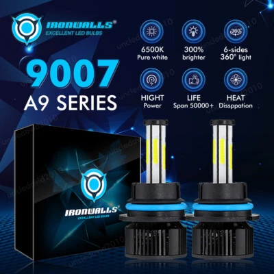 6-sides 9007 HB5 LED Headlight Fog Bulbs High&Low Beam Combo Kits Super Bright - Image 1 of 4