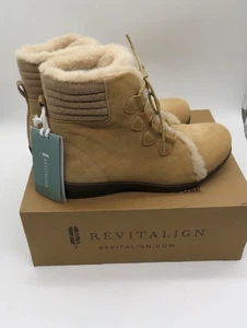 Bota Revitalign para mujer color tostado con cordones con forro de piel sintética suela de agarre talla 9,5 D NUEVA - Imagen 1 de 9
