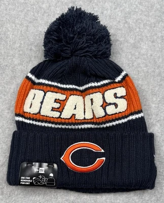 New Era Chicago Bears NFL Bobble Hat Beanie Navy Warm Winter NWT - Image 1 of 4