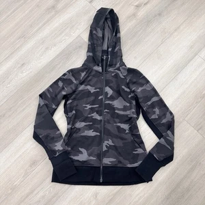 Athleta Triumph hoodie womens camo full zip grey black small Athleisure - Picture 1 of 8