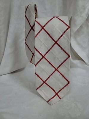 Corbata de algodón ancha Suitmates Wembley vintage años 60 70 para hombre blanca roja Foto 1 de 4