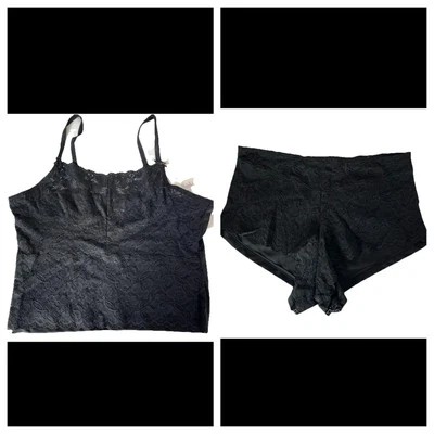 Delta Burke Black Lace 2pc Camisole Underwear Panties Pajama Set Plus Size 1X - Image 1 of 4